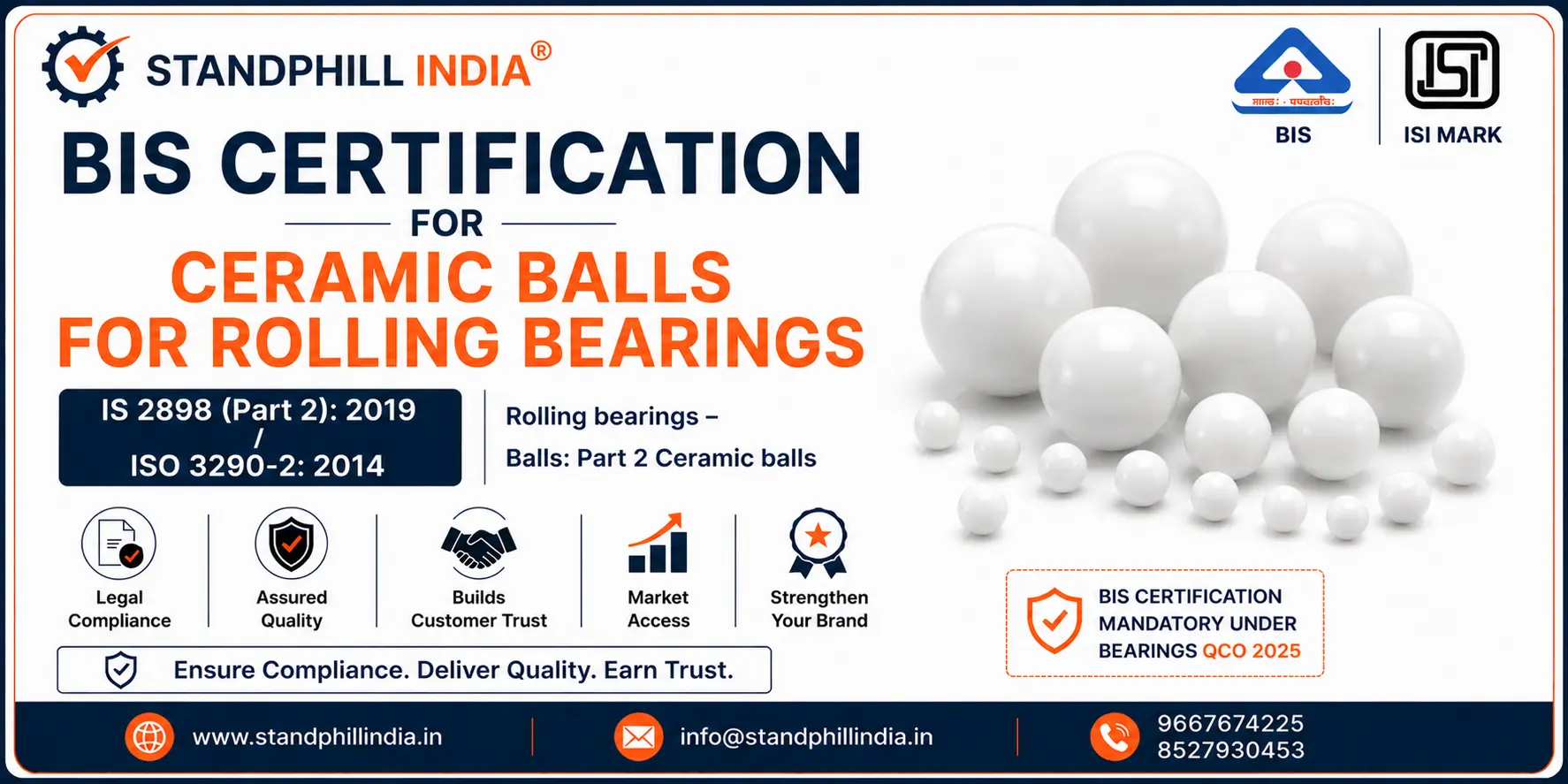 Ceramic Balls for Rolling Bearings BIS Certification IS 2898 Part 2 2019 ISI Mark India - Standphill India