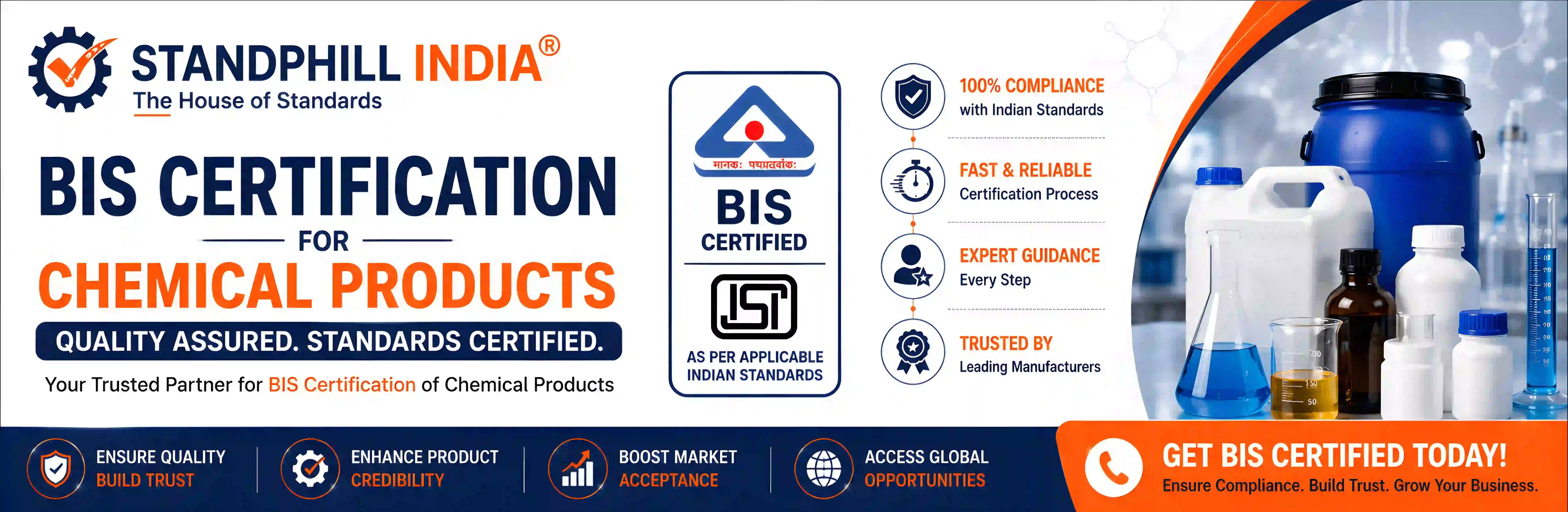 BIS Certification for Chemical Products India – ISI Mark – QCO – Standphill India
