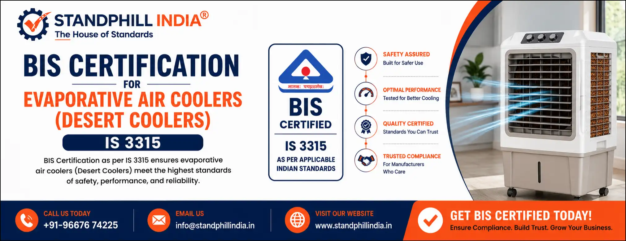 BIS Certification for Evaporative Air Coolers Desert Coolers IS 3315:2024 - Standphill India