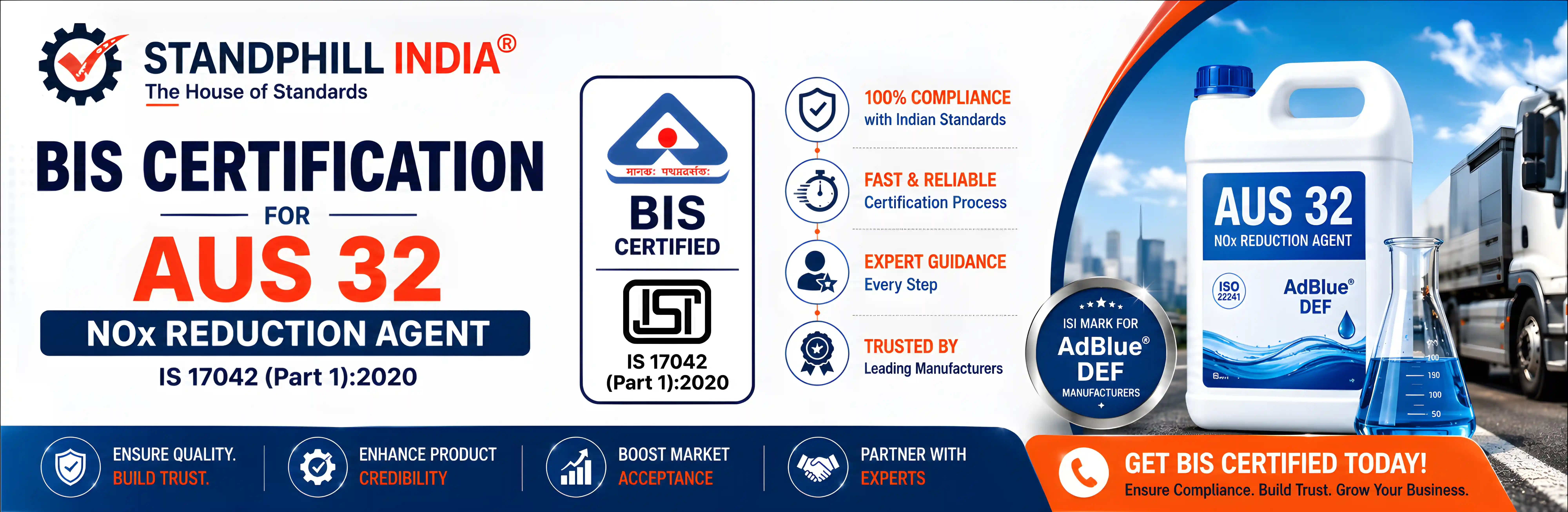 BIS Certification for AUS 32 NOx Reduction Agent IS 17042 - Standphill India