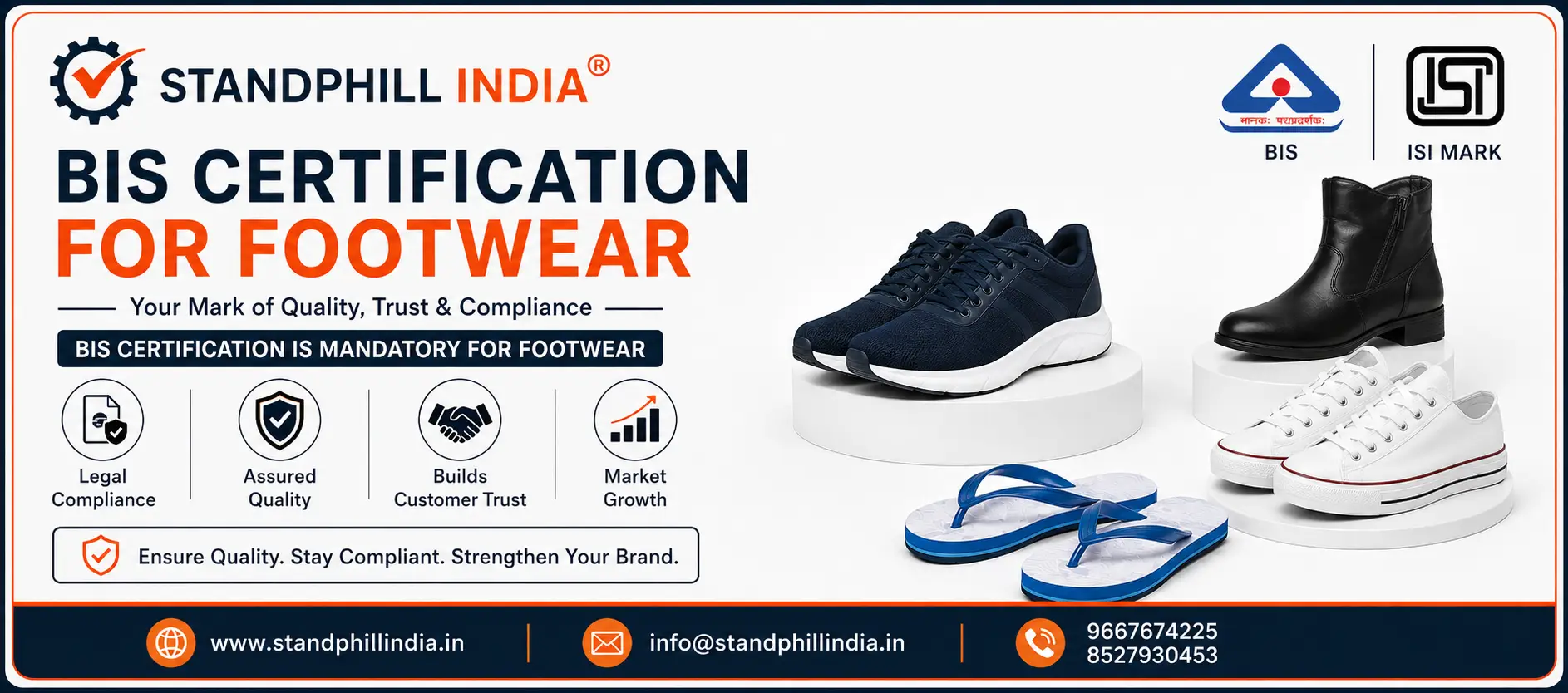 BIS Certification for Footwear ISI Mark for shoes sandals slippers sports footwear India - Standphill India