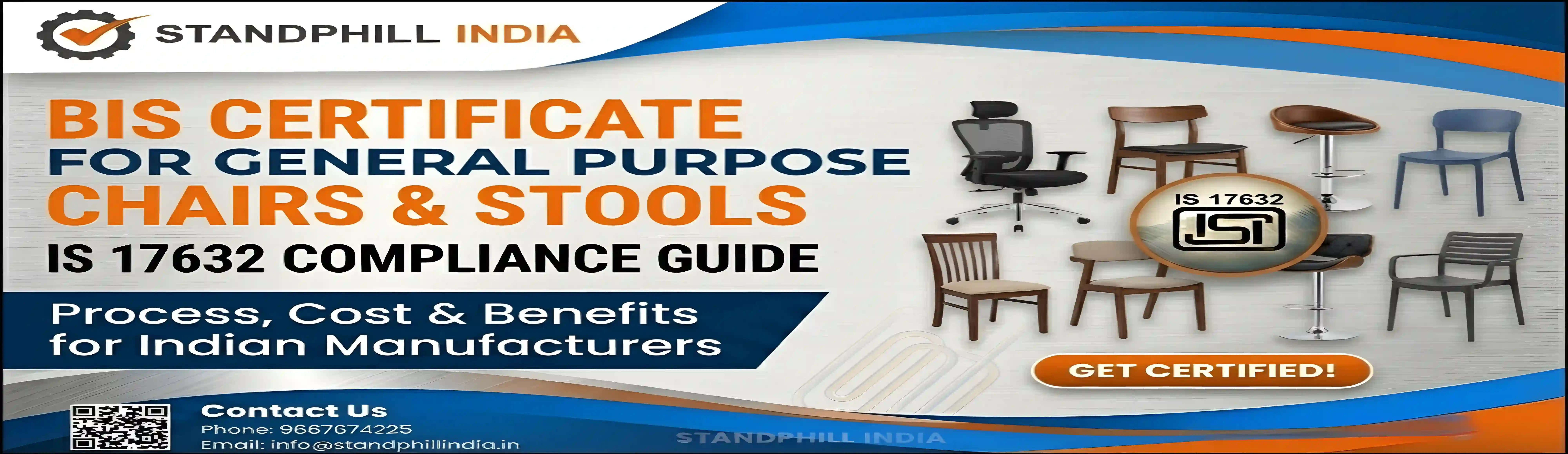BIS Certification for General Purpose Chairs and Stools under IS 17632 - ISI Mark for Chairs and Stools