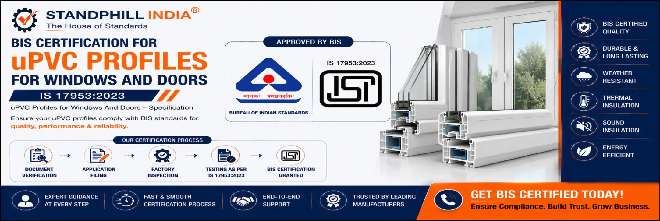 BIS certification for UPVC profile windows and doors under IS 17953 2023 India