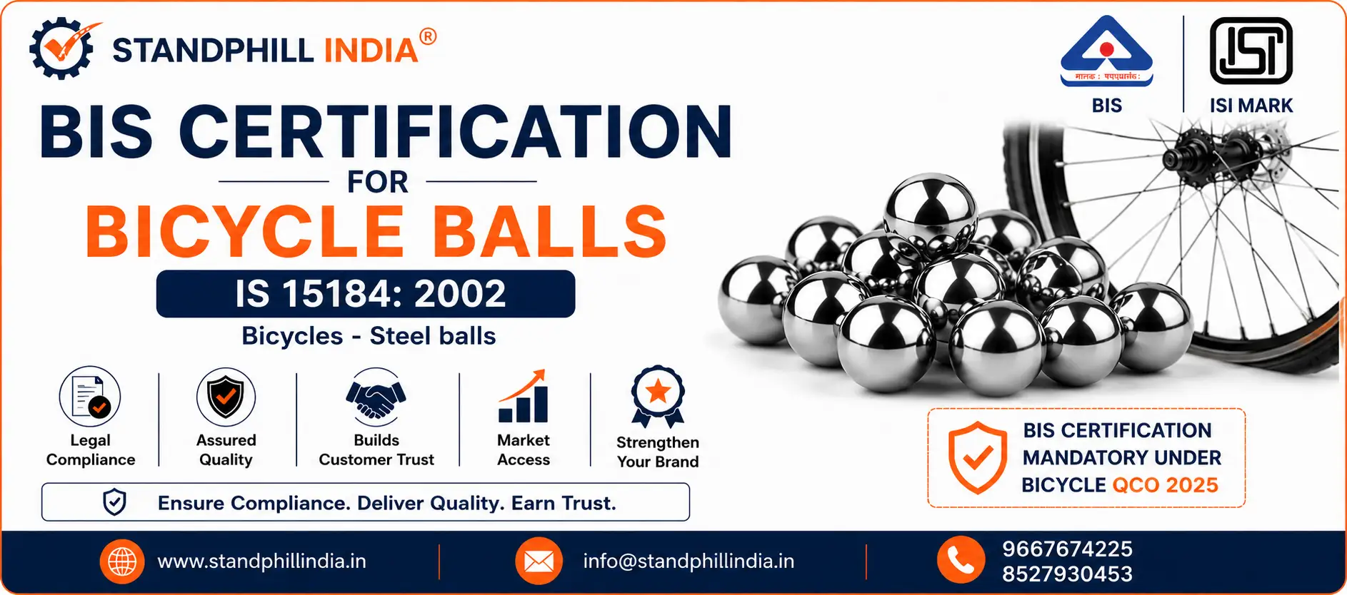 Bicycle Balls BIS Certification IS 15184 2002 ISI Mark India - Standphill India