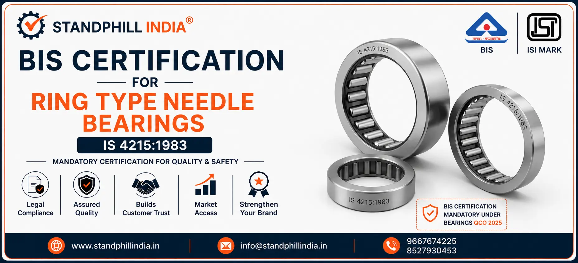 Ring Type Needle Bearings BIS Certification IS 4215 1983 ISI Mark India - Standphill India