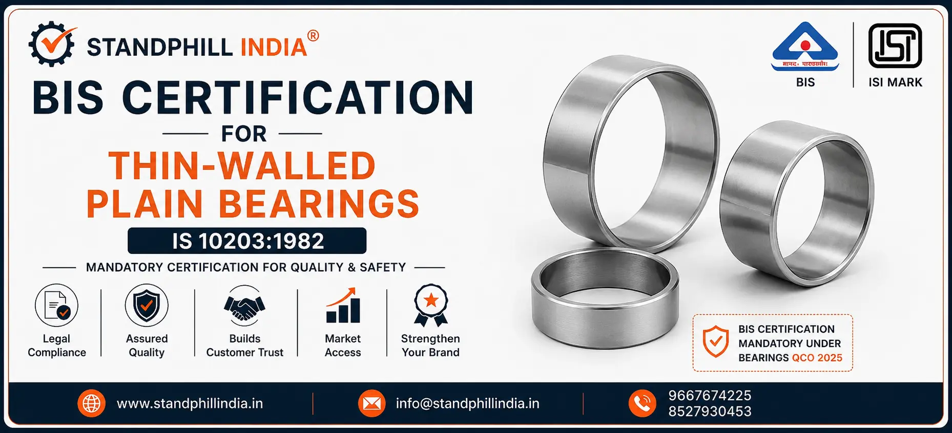 Thin-Walled Plain Bearings BIS Certification IS 10203 1982 ISI Mark India - Standphill India
