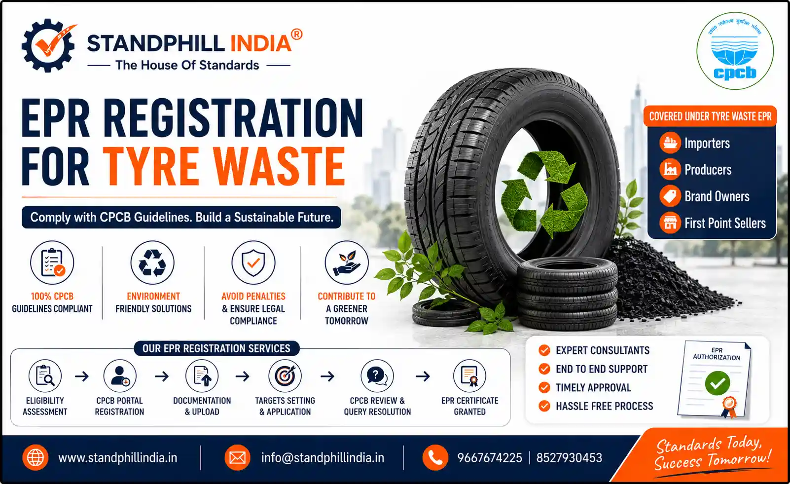 EPR Registration for Tyre Waste - CPCB Extended Producer Responsibility Certification Consultant - Standphill India