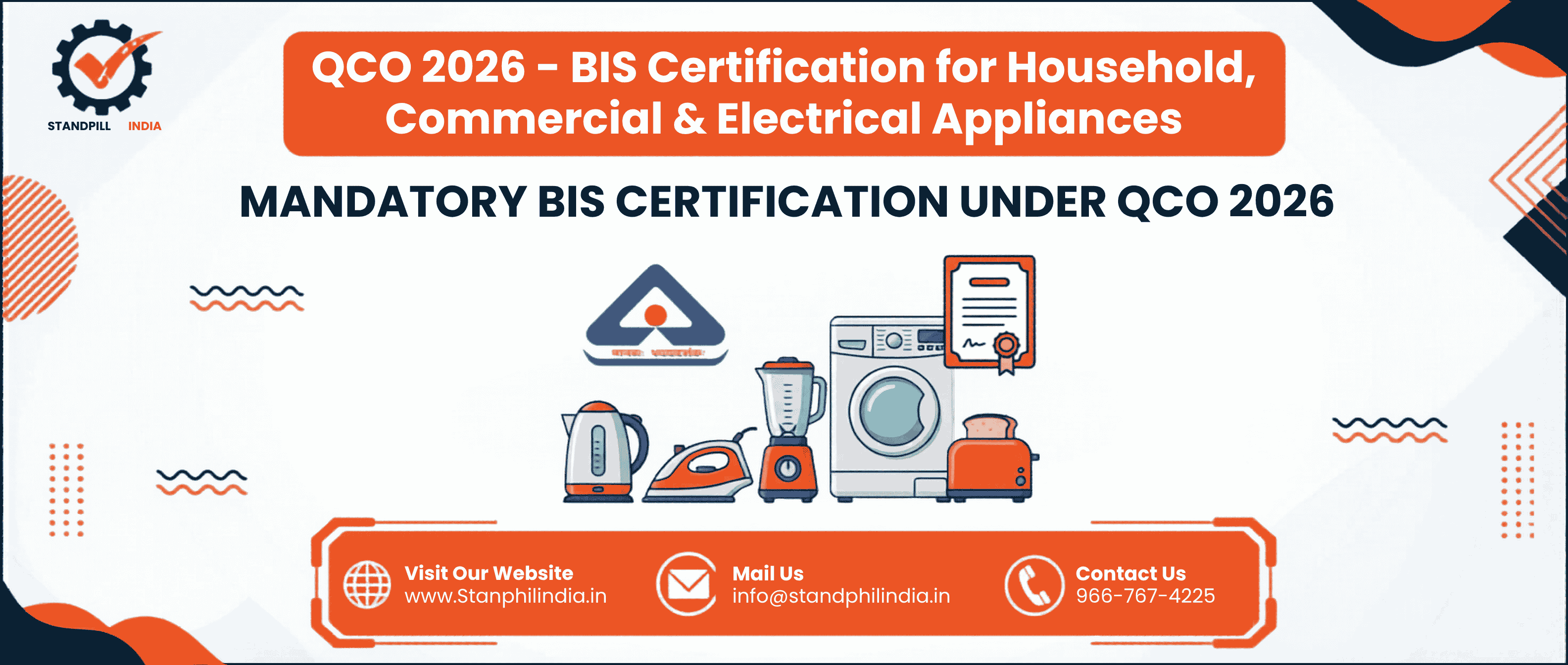 QCO 2026 – BIS Certification for Household, Commercial and Similar Electrical Appliances – Standphill India