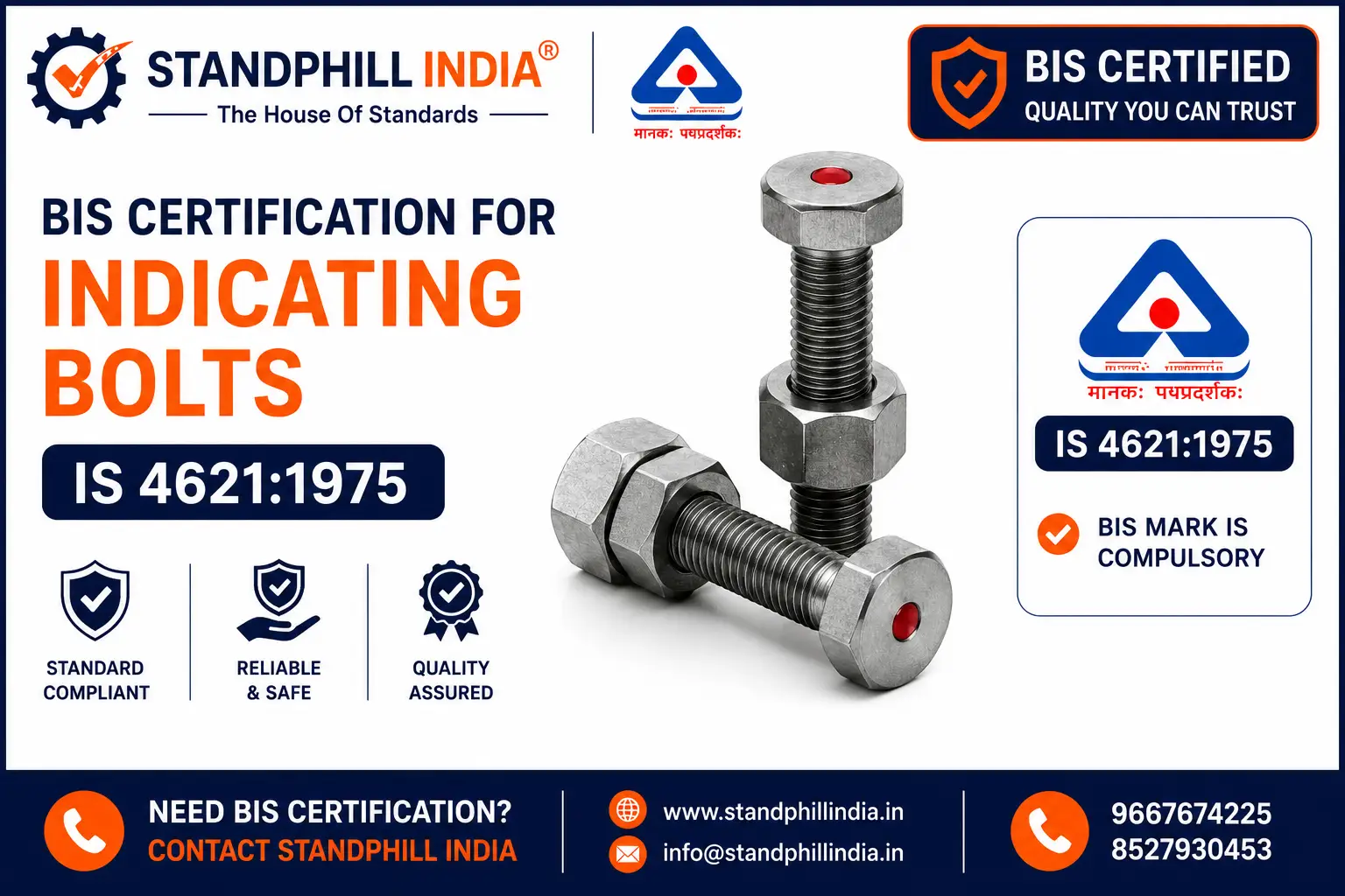 BIS Certification for Indicating Bolts Vacant Engaged - ISI Mark - Standphill India