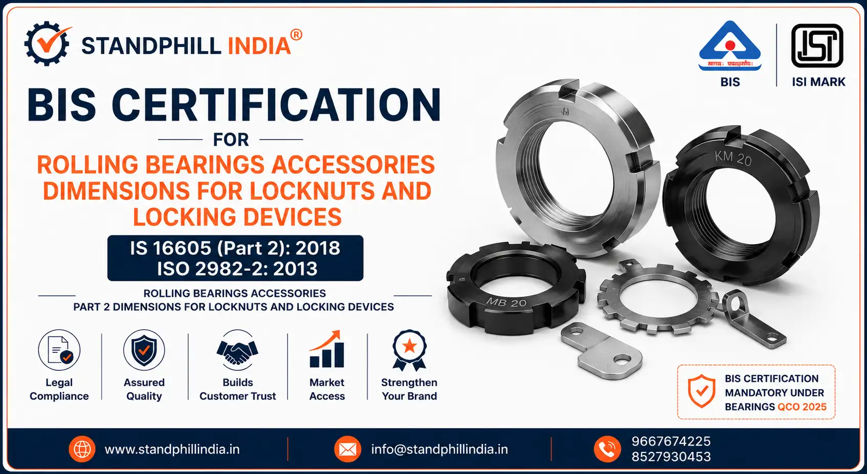 Locknuts and Locking Devices BIS Certification IS 16605 Part 2 2018 ISI Mark India - Standphill India