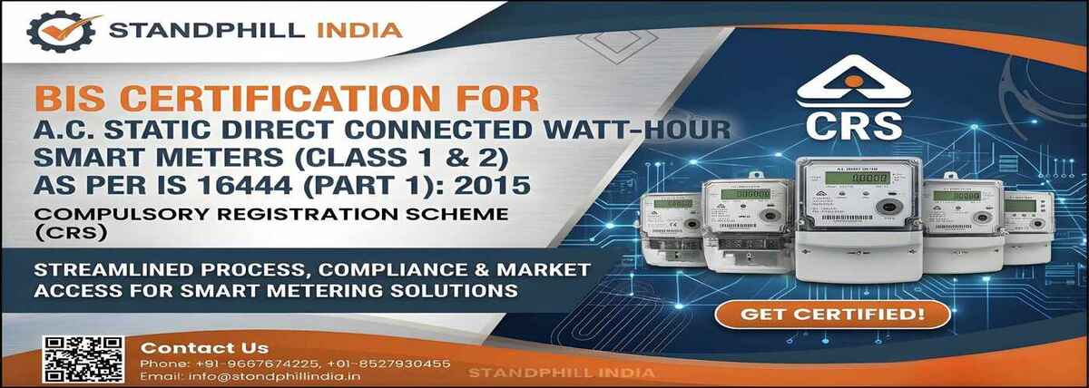 BIS Certification for Smart Meter IS 16444 Part 1 | Standphill India