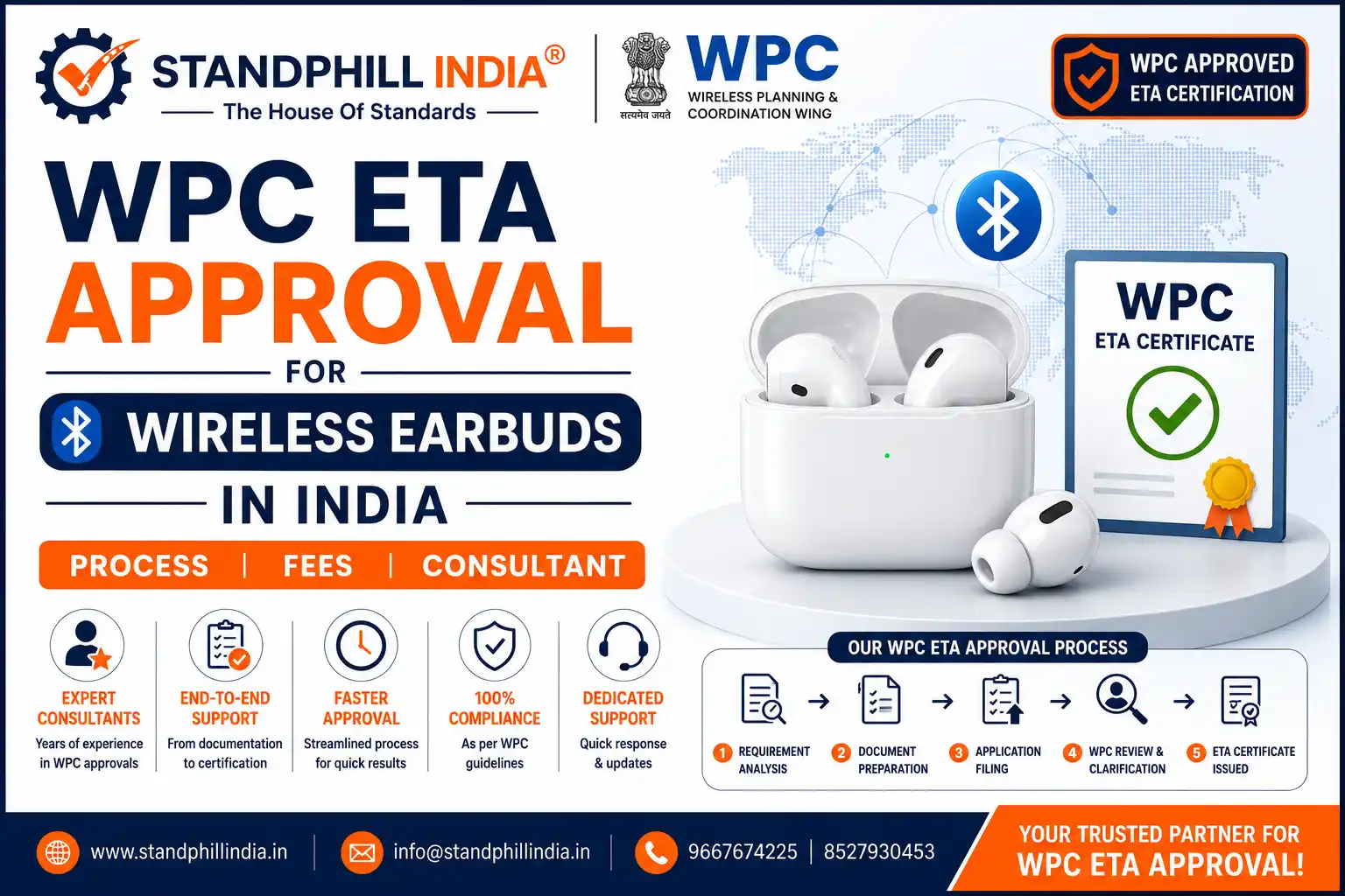 WPC ETA Approval for Wireless Earbuds in India - WPC ETA Approval Consultant - Standphill India