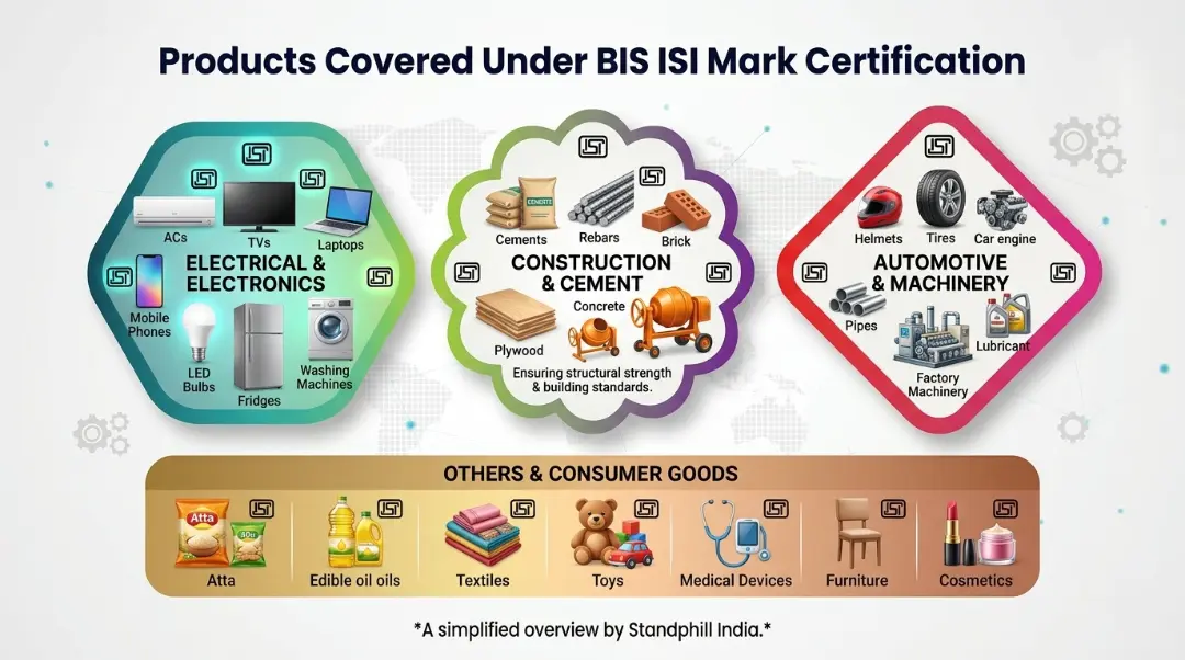 >Products Covered Under BIS ISI Mark Certification