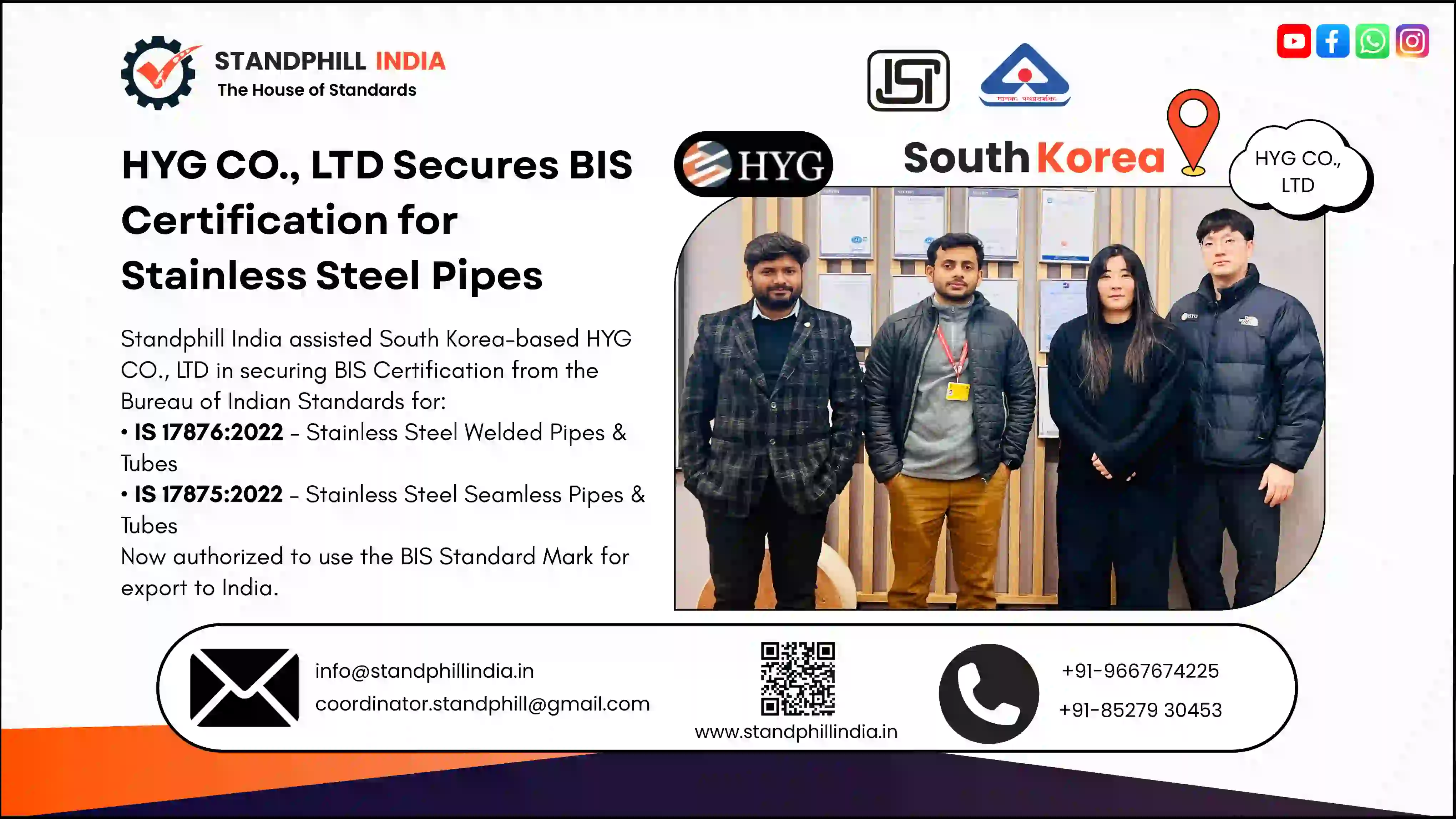 Standphill India completed BIS audit for Cupron Industries under IS 2603:1983